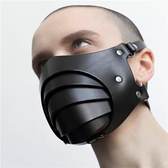 Sexy Steampunk Half-Face Halloween Cosplay PLeather Mask Adjustable Motorcycle - Picture 7 of 7